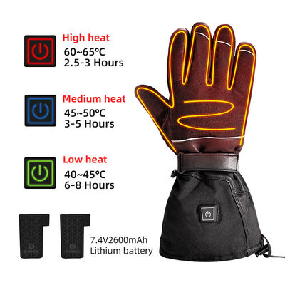 Guanti invernali a batteria ricaricabile a litio 7.4V Guanti da sci a batteria con 3 ingranaggi di temperatura