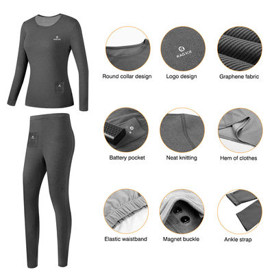 Lo strato di base femminile di riscaldamento elettrico ha riscaldato il vestito termico della biancheria intima per gli sport invernali